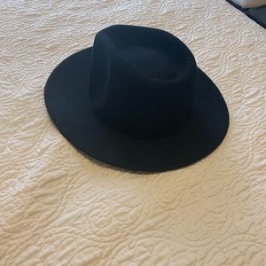 Black brimmed hat